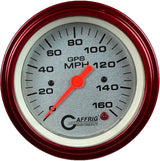 GAFFRIG 3 3/8 INCH GPS SPEEDOMETER - HEAD ONLY - PLATINUM STEP RIM (008) / RED / 160 MPH