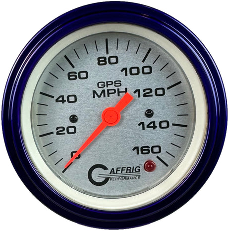 GAFFRIG 3 3/8 INCH GPS SPEEDOMETER - HEAD ONLY - PLATINUM STEP RIM (008) / PURPLE / 160 MPH