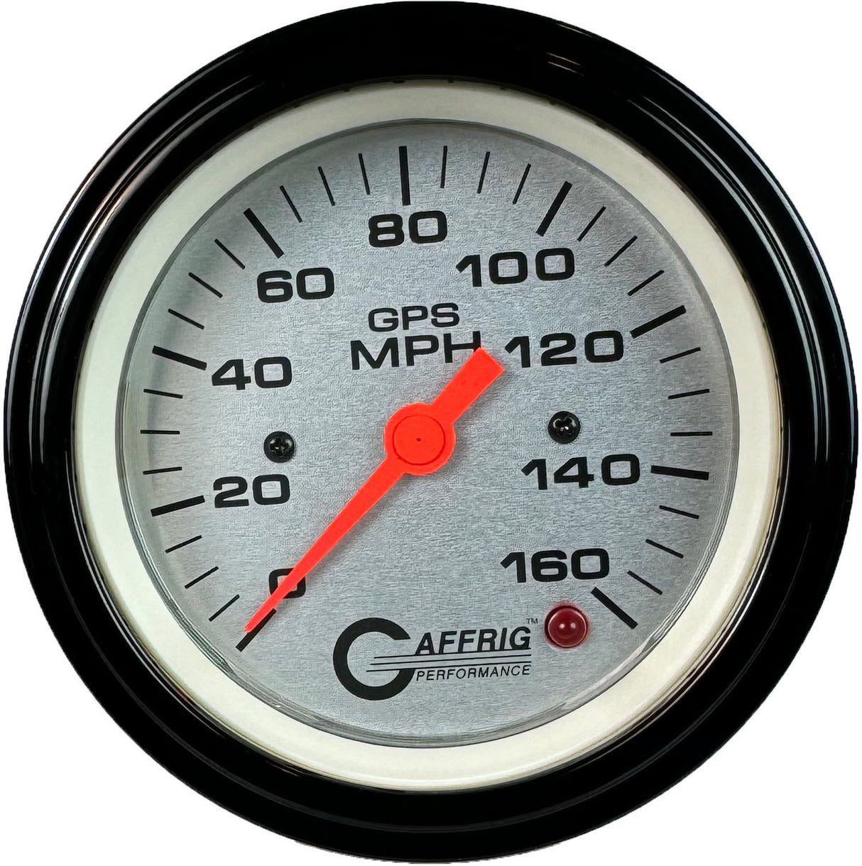 GAFFRIG 3 3/8 INCH GPS SPEEDOMETER - HEAD ONLY - PLATINUM STEP RIM (008) / BLACK / 160 MPH