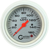 GAFFRIG 3 3/8 INCH GPS SPEEDOMETER - HEAD ONLY - PLATINUM STEP RIM (008) / WHITE / 160 MPH