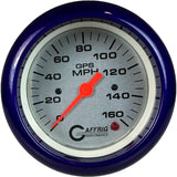 GAFFRIG 3 3/8 INCH GPS SPEEDOMETER - HEAD ONLY - PLATINUM FAT RIM (338) / PURPLE / 160 MPH