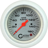 GAFFRIG 3 3/8 INCH GPS SPEEDOMETER - HEAD ONLY - PLATINUM FAT RIM (338) / WHITE / 160 MPH