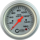 GAFFRIG 3 3/8 INCH GPS SPEEDOMETER - HEAD ONLY - PLATINUM STEP RIM (008) / PLATINUM / 160 MPH