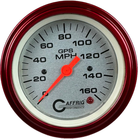 GAFFRIG 3 3/8 INCH GPS SPEEDOMETER KIT - PLATINUM STEP RIM (008) / RED / 160 MPH