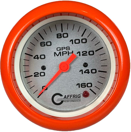 GAFFRIG 3 3/8 INCH GPS SPEEDOMETER KIT - PLATINUM FAT RIM (338) / ORANGE / 160 MPH