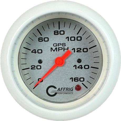 GAFFRIG 3 3/8 INCH GPS SPEEDOMETER KIT - PLATINUM FAT RIM (338) / WHITE / 160 MPH