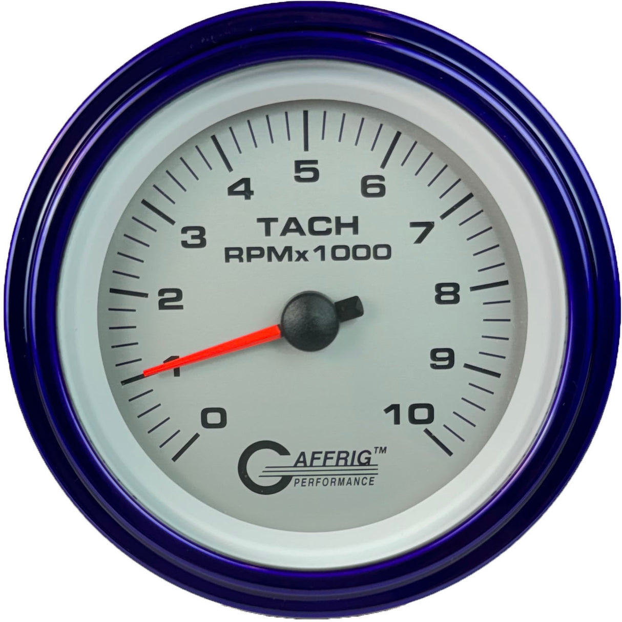 GAFFRIG 3 3/8 INCH ELECTRIC TACHOMETER 6000, 8000 & 10000 RPM PLATINUM STEP RIM (008) / PURPLE / 10000