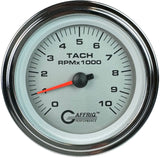 GAFFRIG 3 3/8 INCH ELECTRIC TACHOMETER 6000, 8000 & 10000 RPM PLATINUM STEP RIM (008) / CHROME/POLISHED / 10000