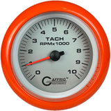 GAFFRIG 3 3/8 INCH ELECTRIC TACHOMETER 6000, 8000 & 10000 RPM PLATINUM FAT RIM (338) / ORANGE / 10000