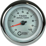 GAFFRIG 3 3/8 INCH ELECTRIC TACHOMETER 6000, 8000 & 10000 RPM PLATINUM FAT RIM (338) / CHROME/POLISHED / 10000