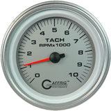 GAFFRIG 3 3/8 INCH ELECTRIC TACHOMETER 6000, 8000 & 10000 RPM PLATINUM STEP RIM (008) / PLATINUM / 10000