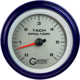 GAFFRIG 3 3/8 INCH ELECTRIC TACHOMETER 6000, 8000 & 10000 RPM PLATINUM STEP RIM (008) / PURPLE / 6000