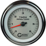 GAFFRIG 3 3/8 INCH ELECTRIC TACHOMETER 6000, 8000 & 10000 RPM PLATINUM STEP RIM (008) / CHROME/POLISHED / 6000