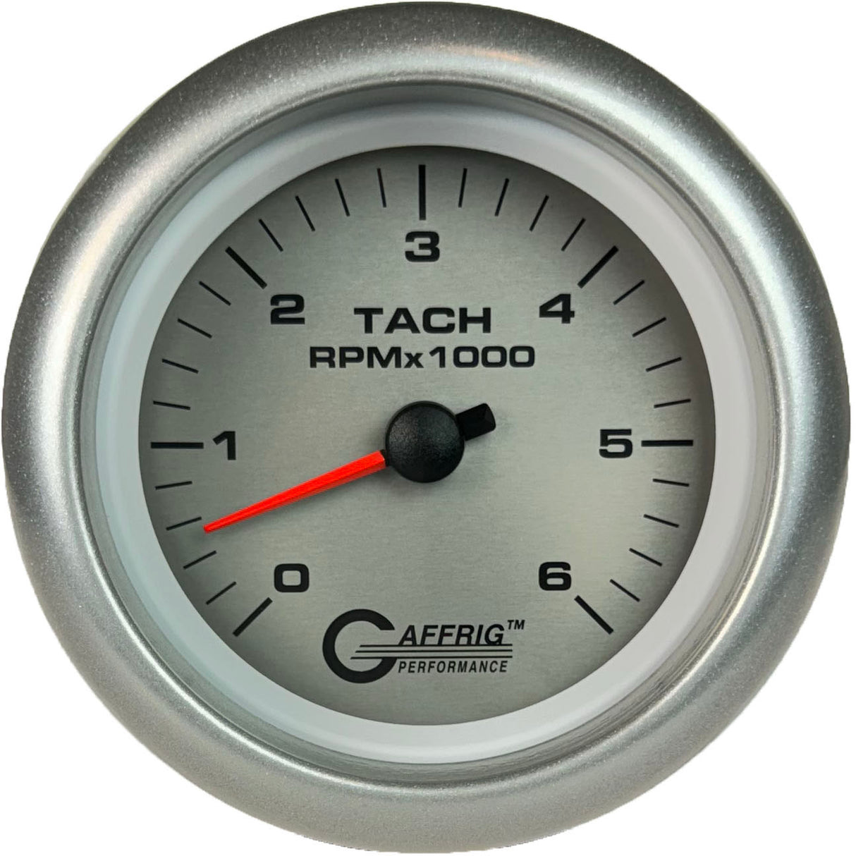 GAFFRIG 3 3/8 INCH ELECTRIC TACHOMETER 6000, 8000 & 10000 RPM PLATINUM FAT RIM (338) / PLATINUM / 6000