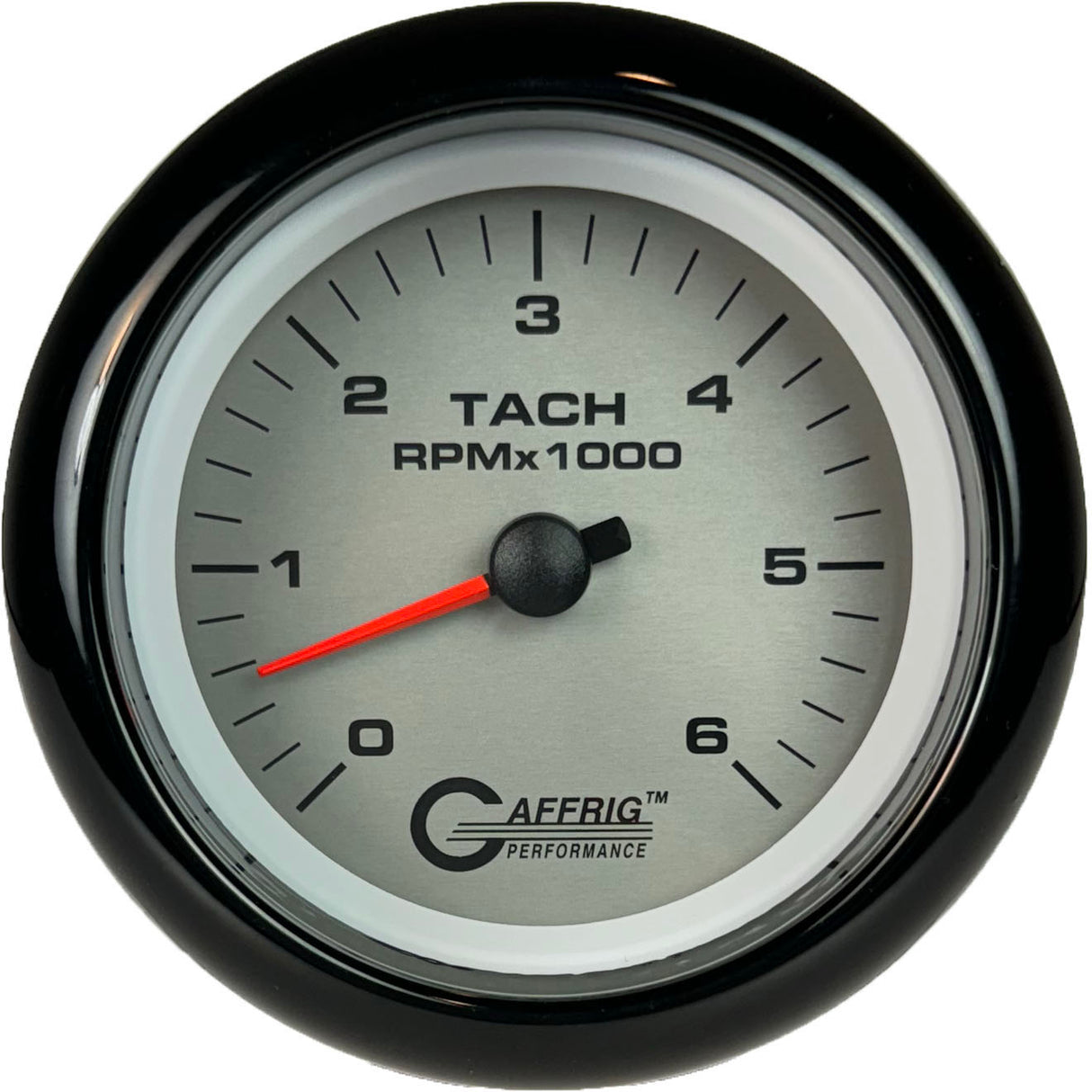 GAFFRIG 3 3/8 INCH ELECTRIC TACHOMETER 6000, 8000 & 10000 RPM PLATINUM FAT RIM (338) / BLACK / 6000