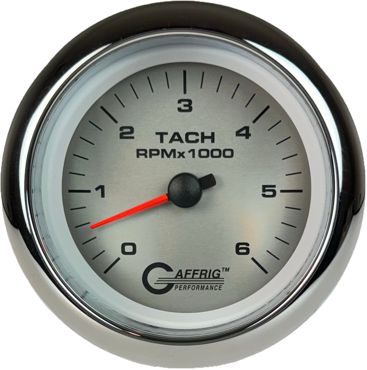 GAFFRIG 3 3/8 INCH ELECTRIC TACHOMETER 6000, 8000 & 10000 RPM PLATINUM FAT RIM (338) / CHROME/POLISHED / 6000