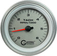 GAFFRIG 3 3/8 INCH ELECTRIC TACHOMETER 6000, 8000 & 10000 RPM PLATINUM STEP RIM (008) / PLATINUM / 6000