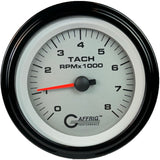 GAFFRIG 3 3/8 INCH ELECTRIC TACHOMETER 6000, 8000 & 10000 RPM PLATINUM STEP RIM (008) / BLACK / 8000