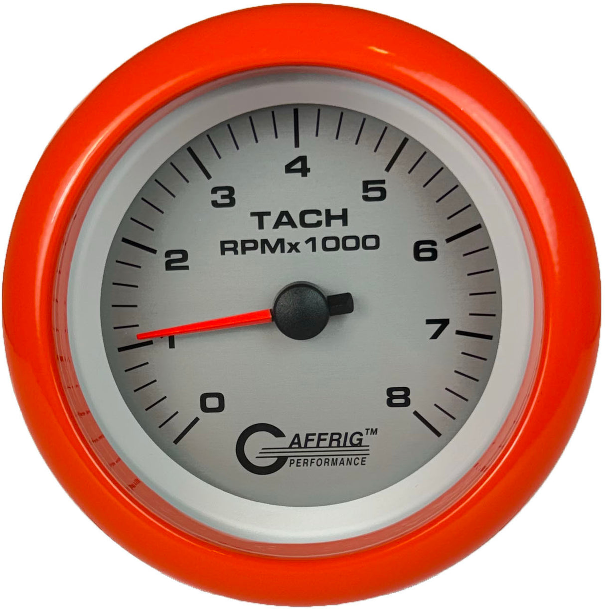 GAFFRIG 3 3/8 INCH ELECTRIC TACHOMETER 6000, 8000 & 10000 RPM PLATINUM FAT RIM (338) / ORANGE / 8000