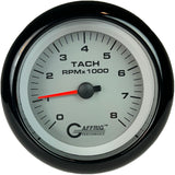 GAFFRIG 3 3/8 INCH ELECTRIC TACHOMETER 6000, 8000 & 10000 RPM PLATINUM FAT RIM (338) / BLACK / 8000