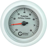 GAFFRIG 3 3/8 INCH ELECTRIC TACHOMETER 6000, 8000 & 10000 RPM PLATINUM FAT RIM (338) / WHITE / 8000