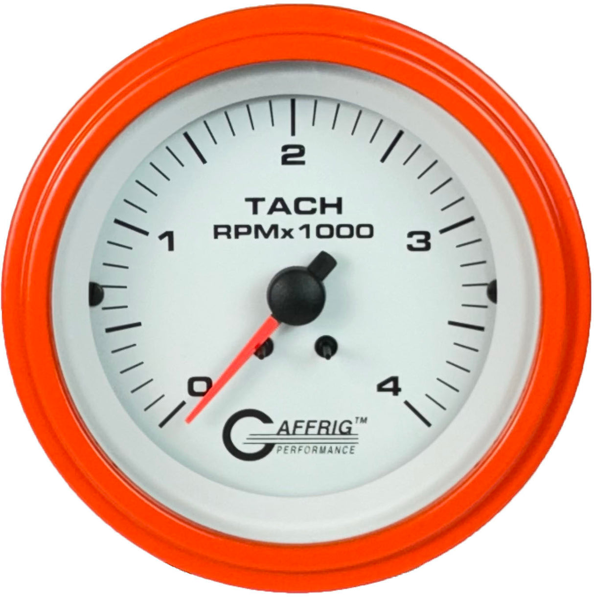 GAFFRIG PART #4762 3 3/8 ELECTRIC TACHOMETER 0-4000 RPM DIESEL WHITE STEP RIM (008) / ORANGE