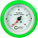 GAFFRIG PART #4762 3 3/8 ELECTRIC TACHOMETER 0-4000 RPM DIESEL WHITE STEP RIM (008) / LIME GREEN