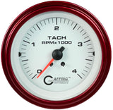 GAFFRIG PART #4762 3 3/8 ELECTRIC TACHOMETER 0-4000 RPM DIESEL WHITE STEP RIM (008) / RED