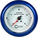 GAFFRIG PART #4762 3 3/8 ELECTRIC TACHOMETER 0-4000 RPM DIESEL WHITE FAT RIM (338) / BLUE