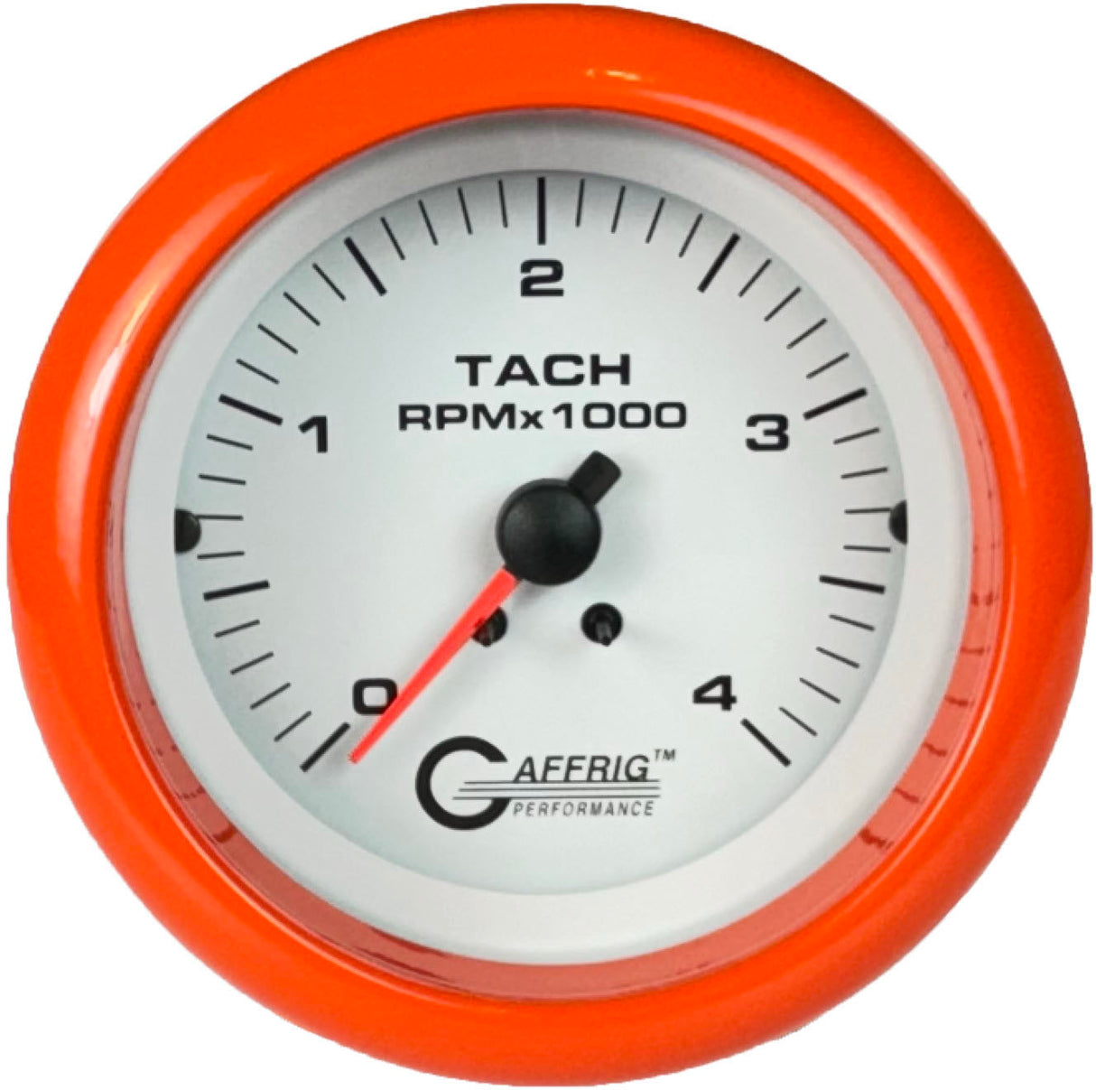 GAFFRIG PART #4762 3 3/8 ELECTRIC TACHOMETER 0-4000 RPM DIESEL WHITE FAT RIM (338) / ORANGE