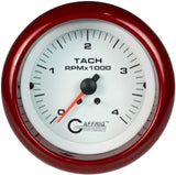 GAFFRIG PART #4762 3 3/8 ELECTRIC TACHOMETER 0-4000 RPM DIESEL WHITE FAT RIM (338) / RED