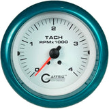 GAFFRIG PART #4762 3 3/8 ELECTRIC TACHOMETER 0-4000 RPM DIESEL WHITE FAT RIM (338) / TEAL