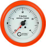 GAFFRIG PART #4764 3 3/8 ELECTRIC TACHOMETER 0-4000 RPM DIESEL WHITE STEP RIM (008) / ORANGE