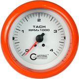 GAFFRIG PART #4764 3 3/8 ELECTRIC TACHOMETER 0-4000 RPM DIESEL WHITE FAT RIM (338) / ORANGE