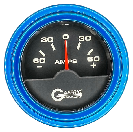 GAFFRIG 2 INCH ELECTRIC AMMETER GAUGE -60/+60 AMP STEP RIM (002) / BLUE / BLACK