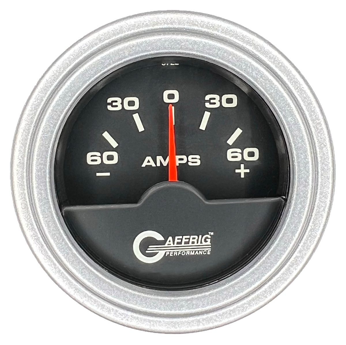 GAFFRIG 2 INCH ELECTRIC AMMETER GAUGE -60/+60 AMP STEP RIM (002) / PLATINUM / BLACK