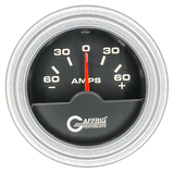 GAFFRIG 2 INCH ELECTRIC AMMETER GAUGE -60/+60 AMP STEP RIM (002) / PLATINUM / BLACK