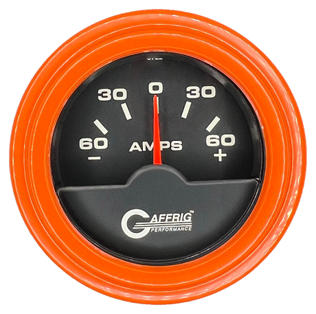 GAFFRIG 2 INCH ELECTRIC AMMETER GAUGE -60/+60 AMP STEP RIM (002) / ORANGE / BLACK