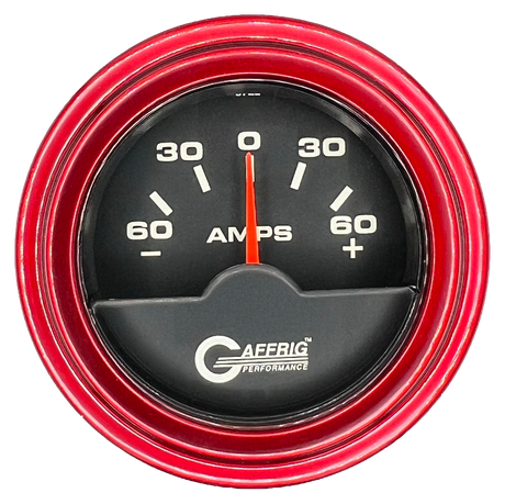 GAFFRIG 2 INCH ELECTRIC AMMETER GAUGE -60/+60 AMP STEP RIM (002) / RED / BLACK