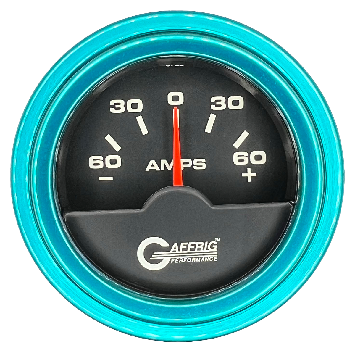 GAFFRIG 2 INCH ELECTRIC AMMETER GAUGE -60/+60 AMP STEP RIM (002) / TEAL / BLACK