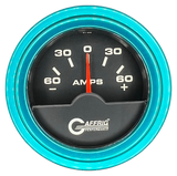 GAFFRIG 2 INCH ELECTRIC AMMETER GAUGE -60/+60 AMP STEP RIM (002) / TEAL / BLACK