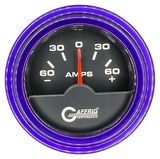 GAFFRIG 2 INCH ELECTRIC AMMETER GAUGE -60/+60 AMP STEP RIM (002) / PURPLE / BLACK