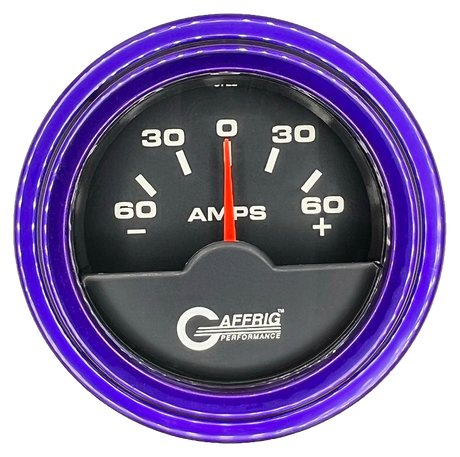 GAFFRIG 2 INCH ELECTRIC AMMETER GAUGE -60/+60 AMP STEP RIM (002) / PURPLE / BLACK