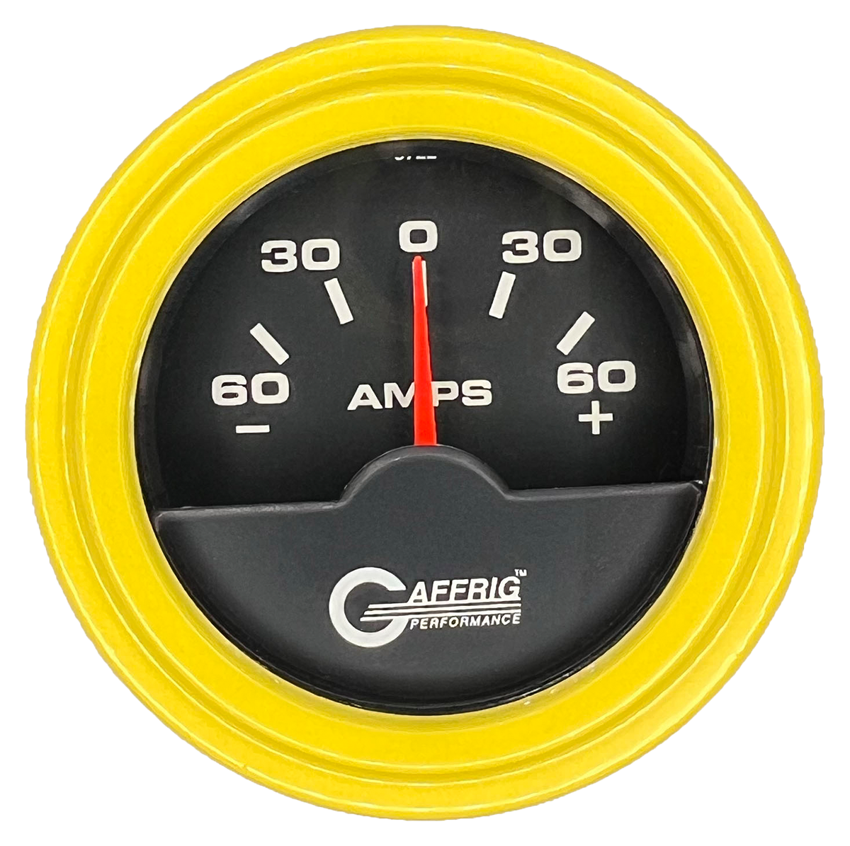 GAFFRIG 2 INCH ELECTRIC AMMETER GAUGE -60/+60 AMP STEP RIM (002) / YELLOW / BLACK