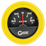 GAFFRIG 2 INCH ELECTRIC AMMETER GAUGE -60/+60 AMP STEP RIM (002) / YELLOW / BLACK