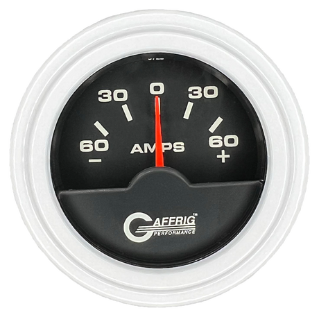 GAFFRIG 2 INCH ELECTRIC AMMETER GAUGE -60/+60 AMP STEP RIM (002) / WHITE / BLACK