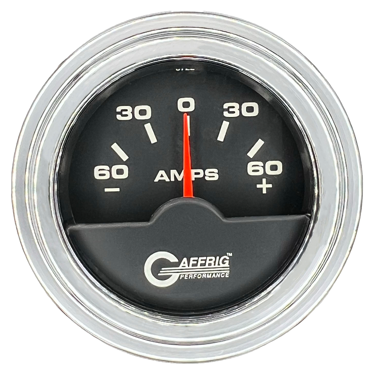 GAFFRIG 2 INCH ELECTRIC AMMETER GAUGE -60/+60 AMP STEP RIM (002) / CHROME/POLISHED / BLACK