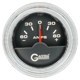 GAFFRIG 2 INCH ELECTRIC AMMETER GAUGE -60/+60 AMP STEP RIM (002) / CHROME/POLISHED / BLACK