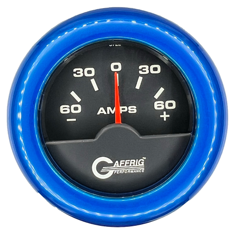 GAFFRIG 2 INCH ELECTRIC AMMETER GAUGE -60/+60 AMP FAT RIM (218) / BLUE / BLACK