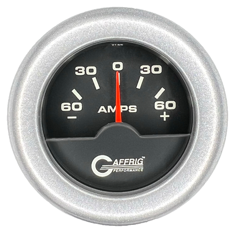 GAFFRIG 2 INCH ELECTRIC AMMETER GAUGE -60/+60 AMP FAT RIM (218) / PLATINUM / BLACK